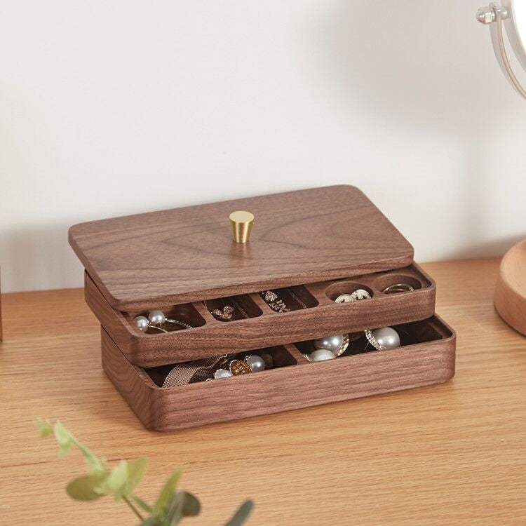 Coffret à Bijoux Héritage – Noyer Massif Intégral